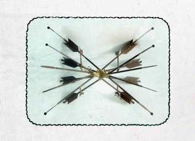 Arrow Coffee Table w Scalloped Glass 1940 s France