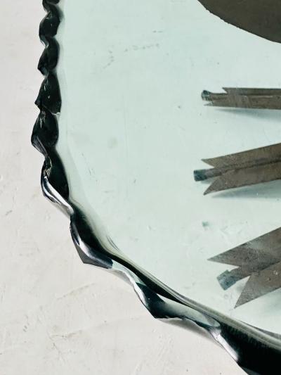 Arrow Coffee Table w Scalloped Glass 1940 s France
