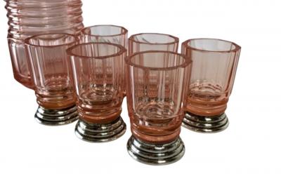 Art Dec Liqueur Set with Glasses Set with Silver 800 Moser