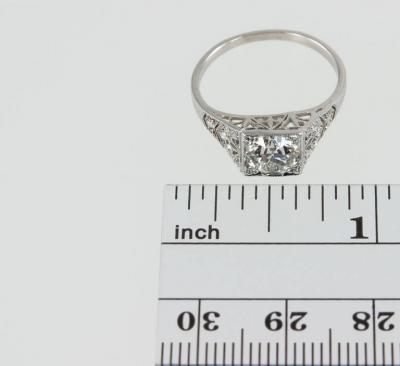 Art Deco 1 01 Carat Old European Cut Diamond Platinum Engagement Ring