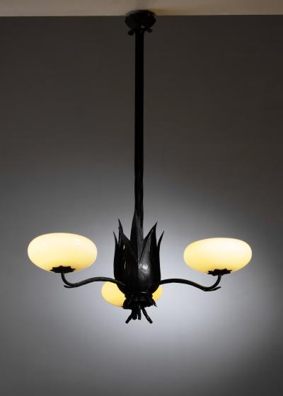 Art Deco 3 arm chandelier