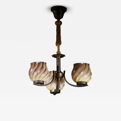 Art Deco 3 arm chandelier