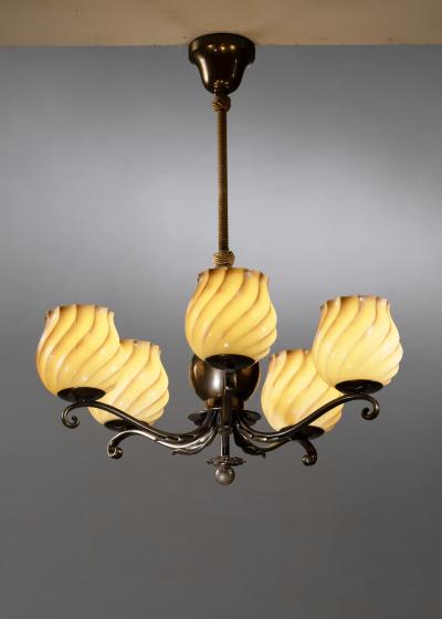 Art Deco 5 arm chandelier