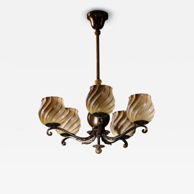Art Deco 5 arm chandelier