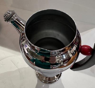 Art Deco 8 Piece Farberware Bubble Cocktail Shaker Set w Black and Red Handles