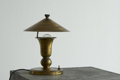 Art Deco Accent Table Lamp in Patinated Brass 1940s