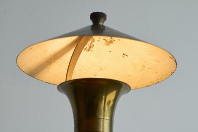 Art Deco Accent Table Lamp in Patinated Brass 1940s