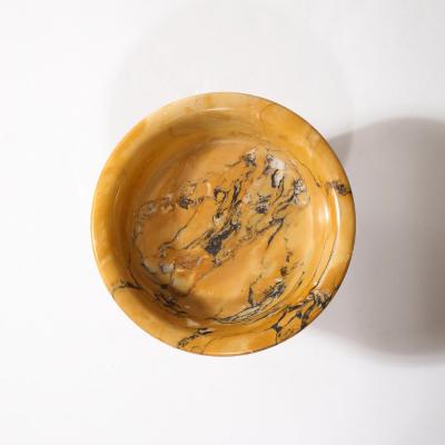 Art Deco Amber Gold Marble Dish with Stylized Gilt Bronze Base