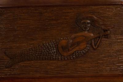 Art Deco American Carved Walnut Mermaid Wall Plaque