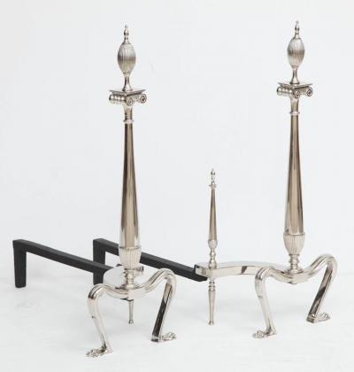 Art Deco Andirons with Fluted Finials