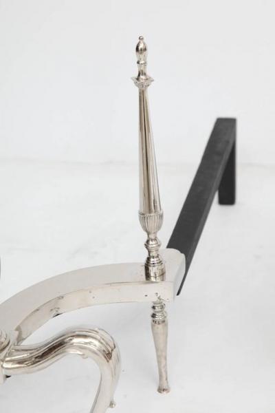 Art Deco Andirons with Fluted Finials