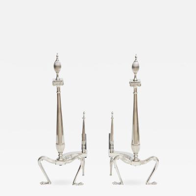 Art Deco Andirons with Fluted Finials