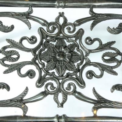 Art Deco Antique Burnished Cast Iron Gate Cocktail Table with Floral Detailing