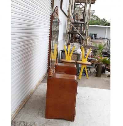 Art Deco Antique Waterfall Dresser with Carved Mirror
