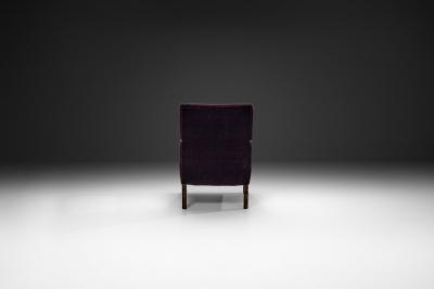 Art Deco Armchair with Aubergine Upholstery Europe First half of the 20th C