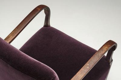 Art Deco Armchair with Aubergine Upholstery Europe First half of the 20th C