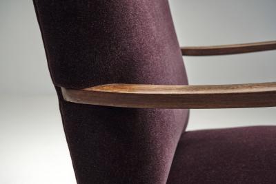 Art Deco Armchair with Aubergine Upholstery Europe First half of the 20th C