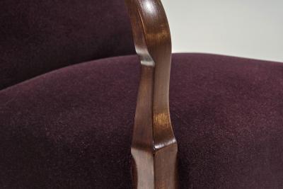 Art Deco Armchair with Aubergine Upholstery Europe First half of the 20th C