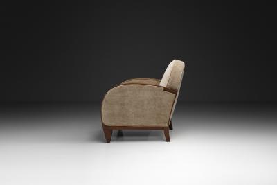 Art Deco Armchair with Carved Wooden Details Europe First half of the 20th C