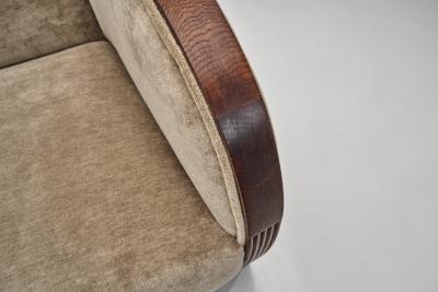 Art Deco Armchair with Carved Wooden Details Europe First half of the 20th C