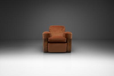 Art Deco Armchair with Wood Detailing Europe first half of the 20th Century