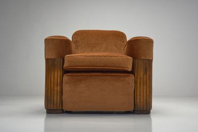 Art Deco Armchair with Wood Detailing Europe first half of the 20th Century
