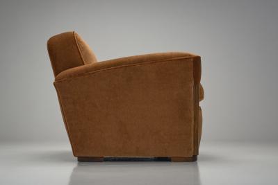 Art Deco Armchair with Wood Detailing Europe first half of the 20th Century