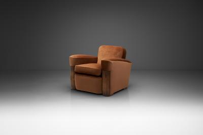 Art Deco Armchair with Wood Detailing Europe first half of the 20th Century