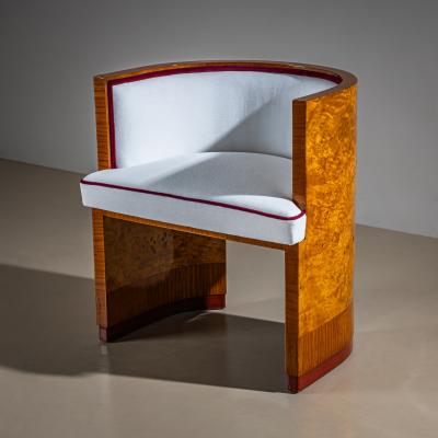 Art Deco Armchairs with Pouf probably Italy 1920s