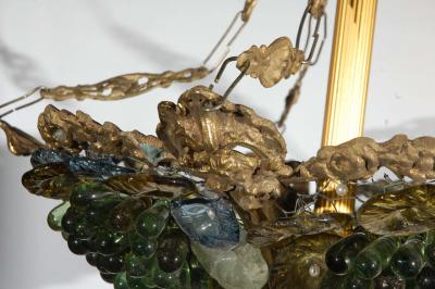 Art Deco Art Glass Brass Chandelier