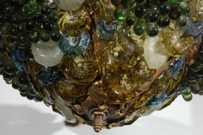 Art Deco Art Glass Brass Chandelier