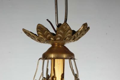 Art Deco Art Glass Brass Chandelier
