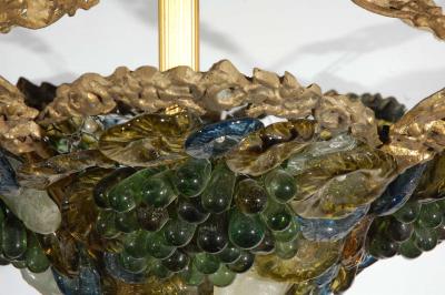 Art Deco Art Glass Brass Chandelier