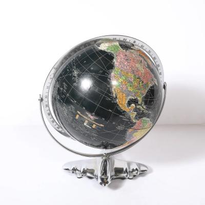 Art Deco Aviation Globe on Sculptural Airplane Base in Chrome