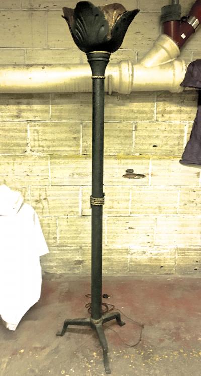 Art Deco Awesome Rarest Patinated Wrought Iron Floor Lamp