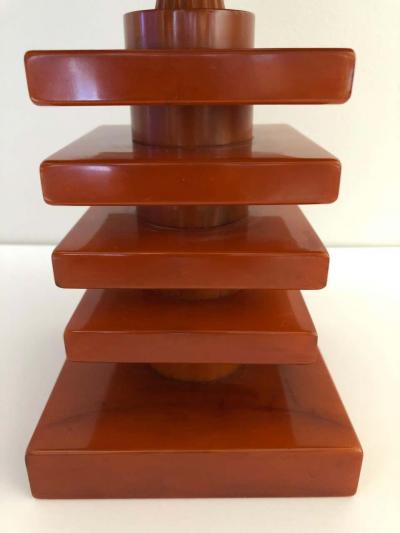 Art Deco Bakelite Catalin and Hand Decorated Shade Lamp