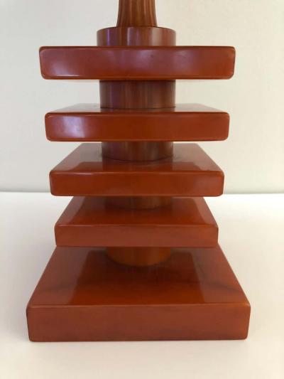 Art Deco Bakelite Catalin and Hand Decorated Shade Lamp