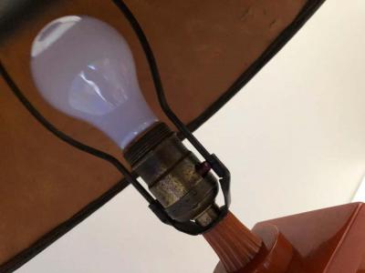 Art Deco Bakelite Catalin and Hand Decorated Shade Lamp