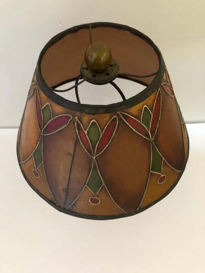Art Deco Bakelite Catalin and Hand Decorated Shade Lamp