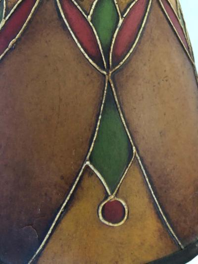 Art Deco Bakelite Catalin and Hand Decorated Shade Lamp