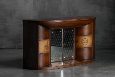 Art Deco Bar Console with Mirrored Doors Italy 1940s