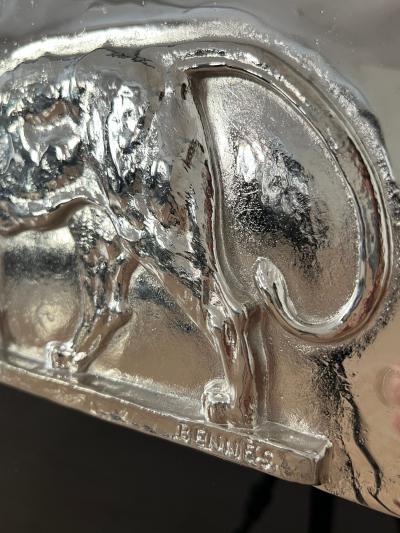 Art Deco Bar Sideboard Black Lacquer Chromed Lion Appliqu s France circa 1930