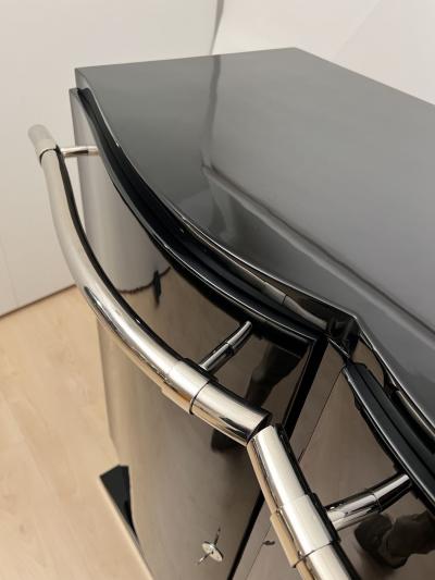 Art Deco Bar Sideboard Black Lacquer and Chrome France circa 1930