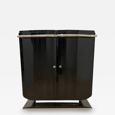 Art Deco Bar Sideboard Black Lacquer and Chrome France circa 1930