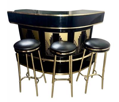 Art Deco Bar in Custom Black and Gold Finish