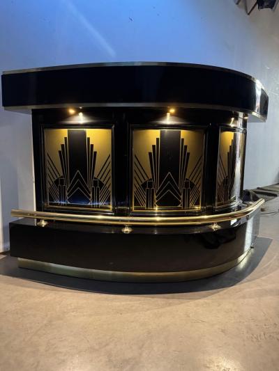 Art Deco Bar in Custom Black and Gold Finish