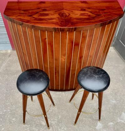 Art Deco Bar with Matching Stools Newly Restored