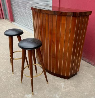Art Deco Bar with Matching Stools Newly Restored
