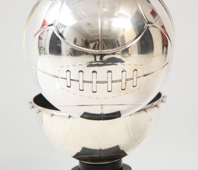 Art Deco Basket Ball Lidded Box on Stand