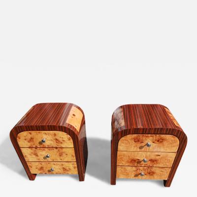 Art Deco Bentwood 3 Drawer Nightstands